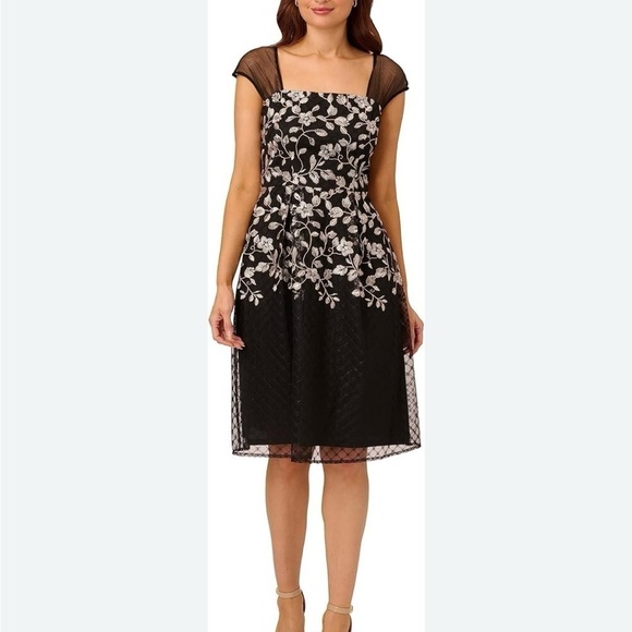 Adrianna Papell Border embroidery midi dress size 12 - Picture 1 of 13